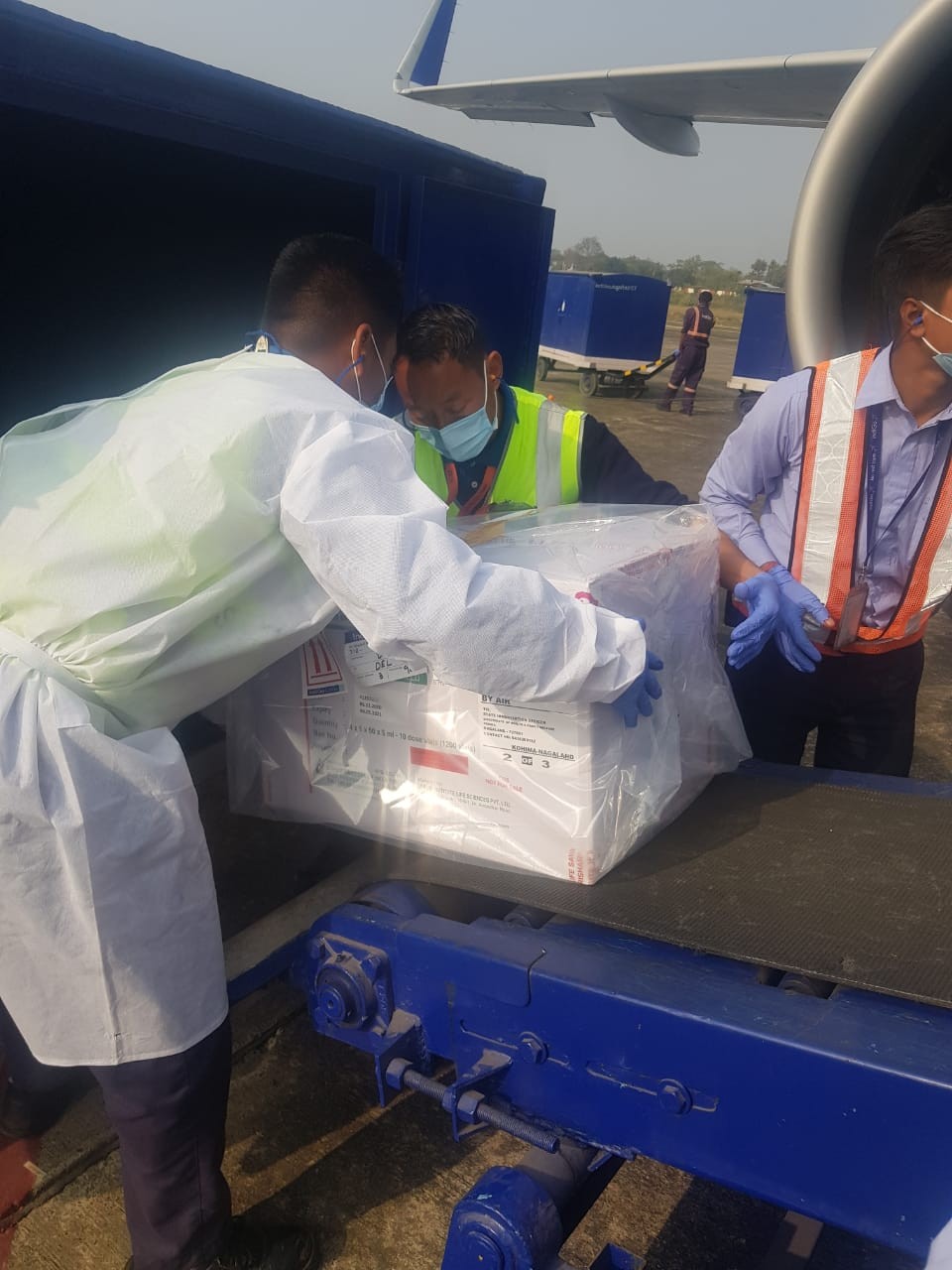 Consignments of the Covishied vaccine which arrived in Nagaland on January 14. (DIPR Photo)